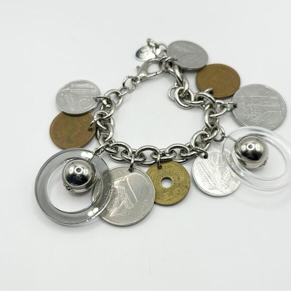 FIRENZE Falsi Gioielli Charm Bracelet Coin Money Transit Token Silver tone Italy - Picture 14 of 15